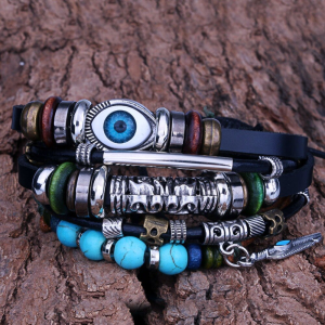 Blue eyes leather bracelets